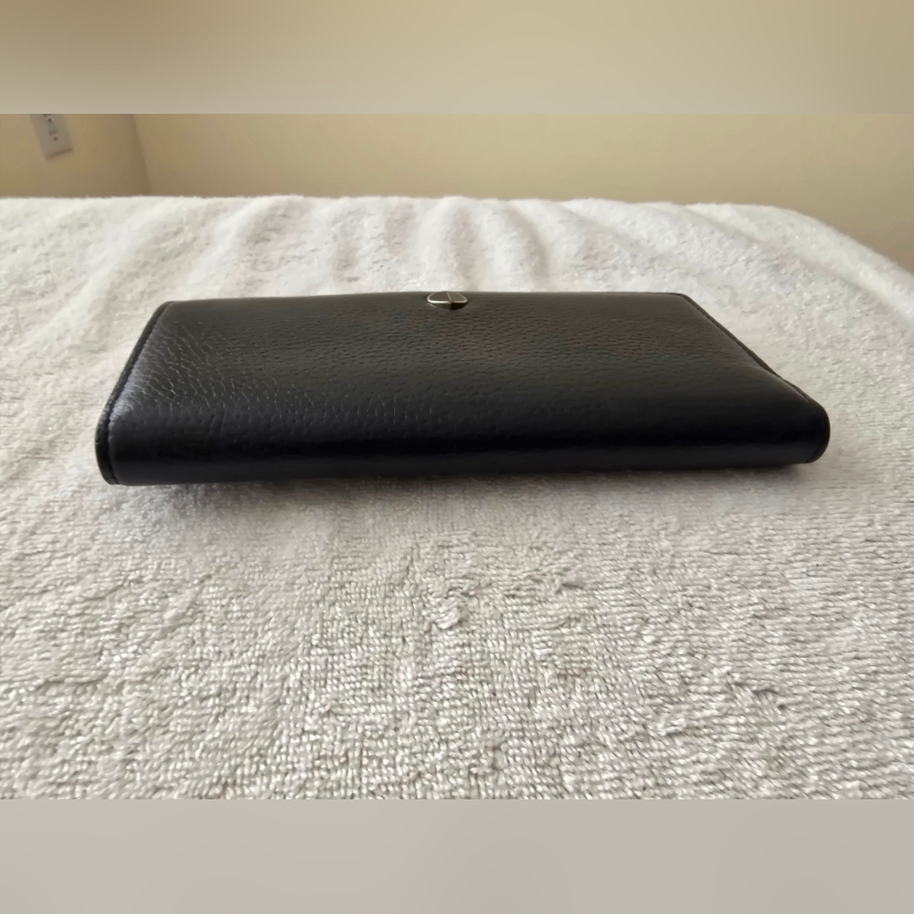 kate spade Black Pebbled Leather Long Wallet with Gold Heart Accent - Picture 5 of 6